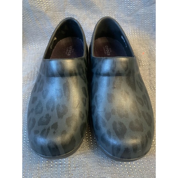 Crocs Clog NERIA PRO II Work Clog Black Leopard Dual Comfort Nurse Cook size W6 - Picture 4 of 11